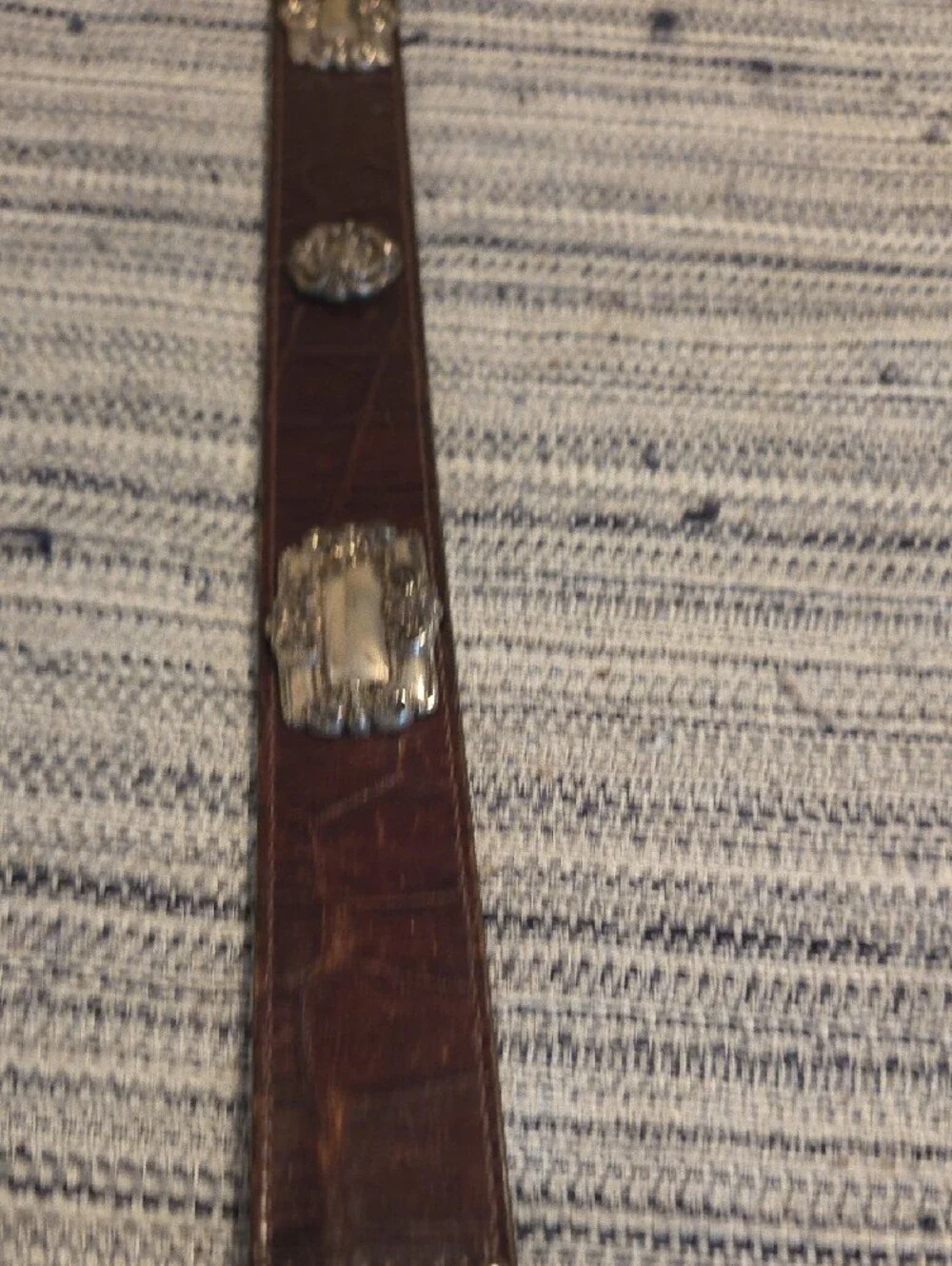 Womens Brighton Brown Croc-Accent Leather Belt with Silver Hardware